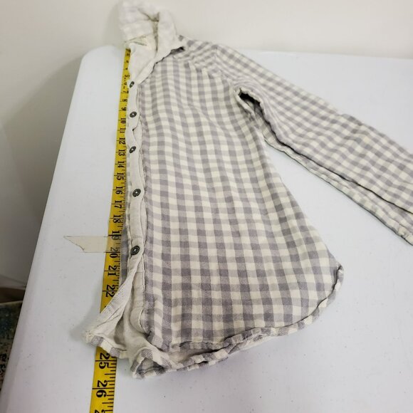 Anthropologie Oversized Gingham Plaid Button Up Top Size XS Country Gauzy Cotton - Picture 9 of 11
